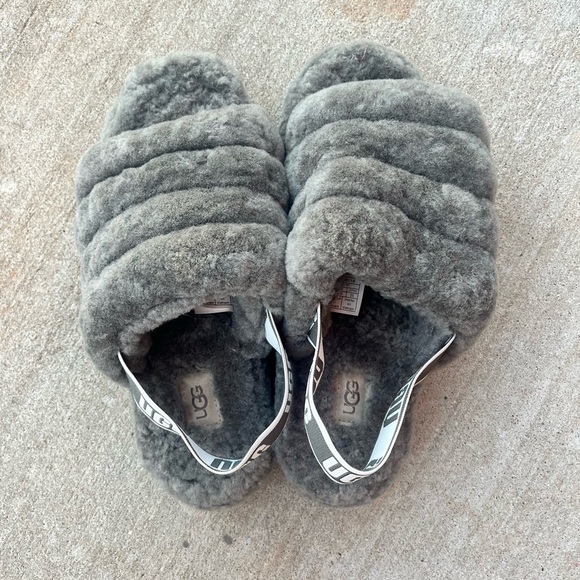 UGG Australia Fluff Yeah Women's Slide Slipper, Size 8 - Charcoal - Picture 11 of 11